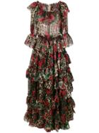 Dolce & Gabbana Patterned Ruffled Dress - Brown