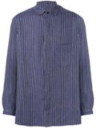 Yohji Yamamoto - Woven Stripe Shirt - Men - Linen/flax - S, Blue, Linen/flax