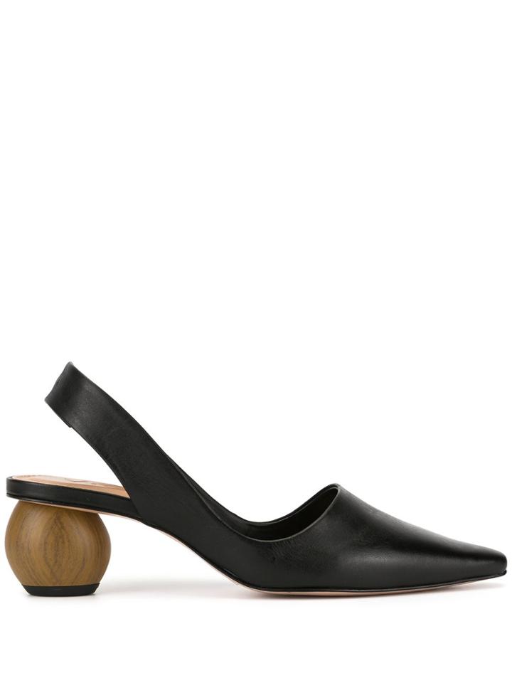 Vicenza Wooden Ball Heel Pumps - Black