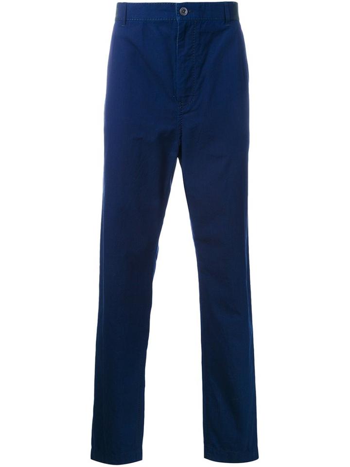 Sacai Straight Leg Trousers, Men's, Size: 3, Blue, Cotton