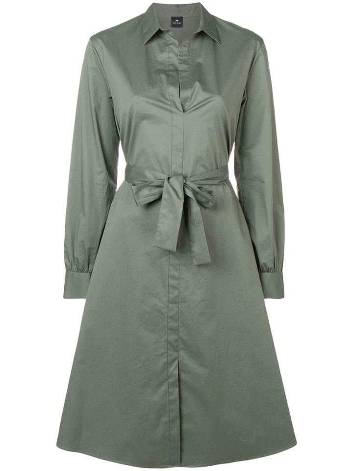 Ps Paul Smith Belted Shirt Dress - Green