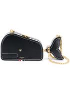 Thom Browne Whale Bag With Chain Shoulder Strap In Black Calf Leather