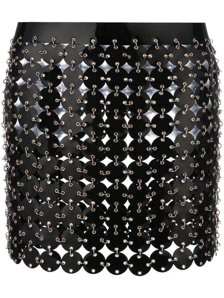 Paco Rabanne Short Disc Skirt - Black