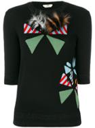 Fendi Appliqué Round-neck Pullover - Black