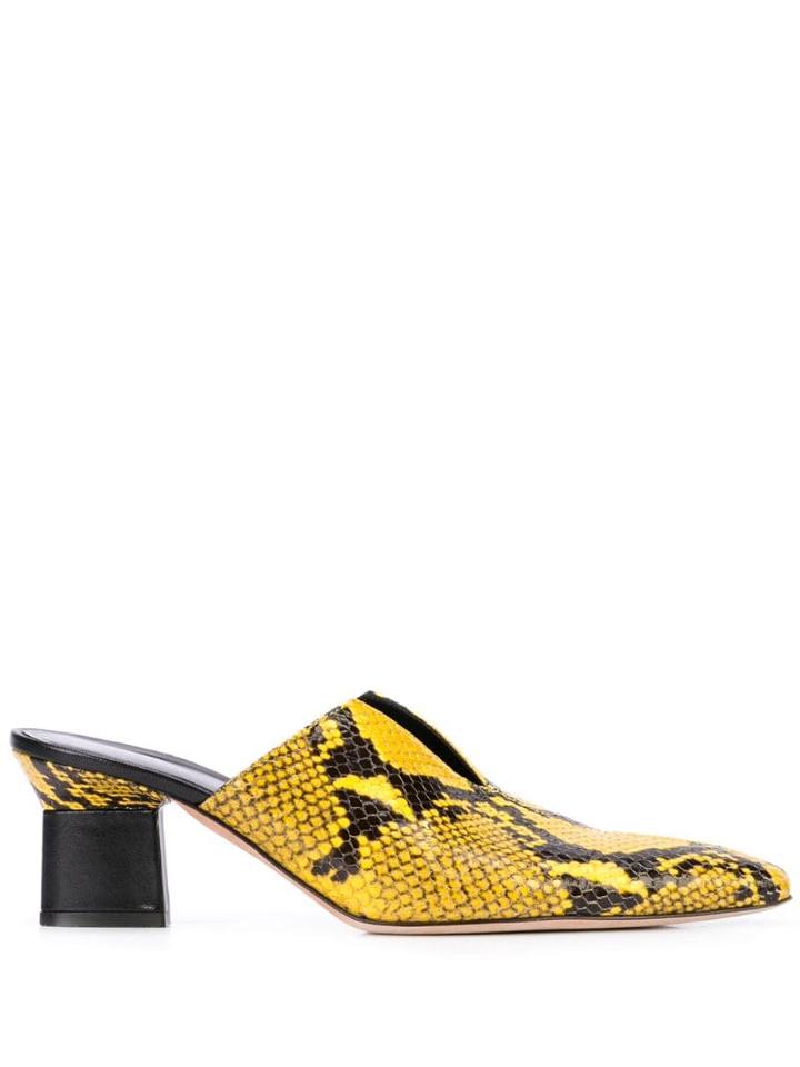 Rosetta Getty Snakeskin Mules - Yellow