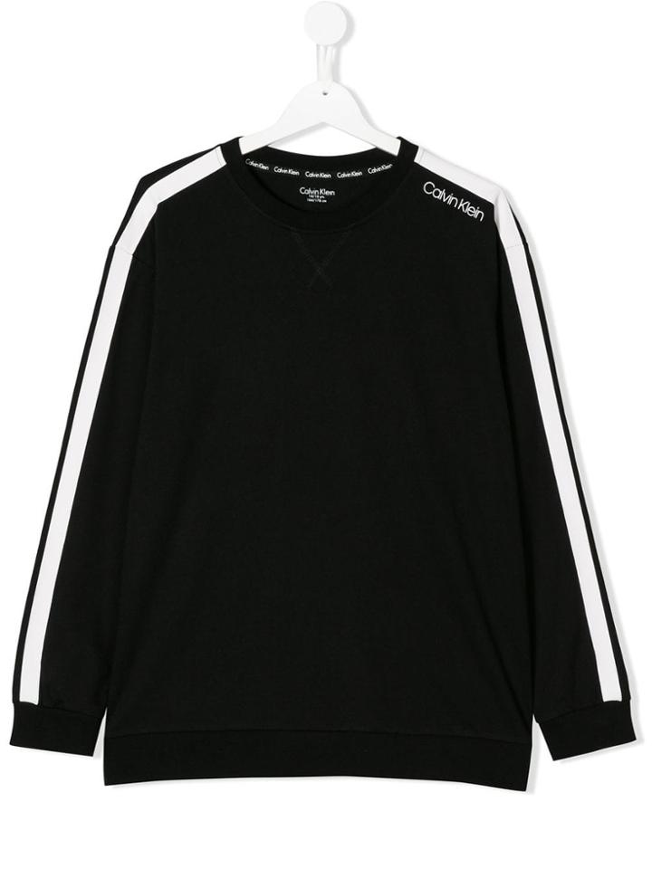 Calvin Klein Kids Teen Stripe Sleeve Sweatshirt - Black