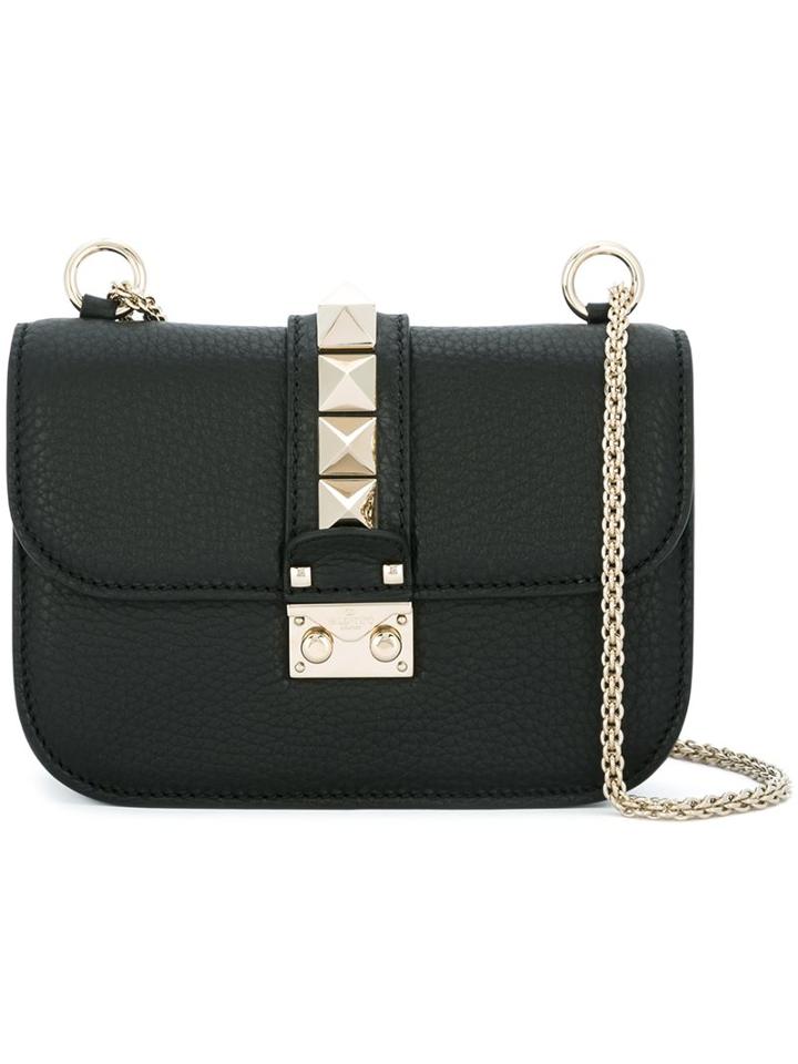 Valentino Valentino Garavani 'glam Lock' Shoulder Bag, Women's, Black, Calf Leather