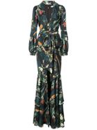 Patbo Printed Wrap Gown - Green