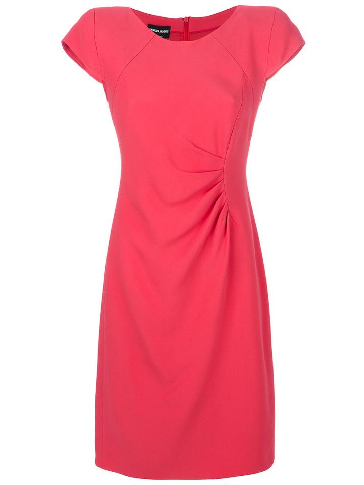 Giorgio Armani - Ruched Dress - Women - Viscose/silk/polyester - 44, Pink/purple, Viscose/silk/polyester