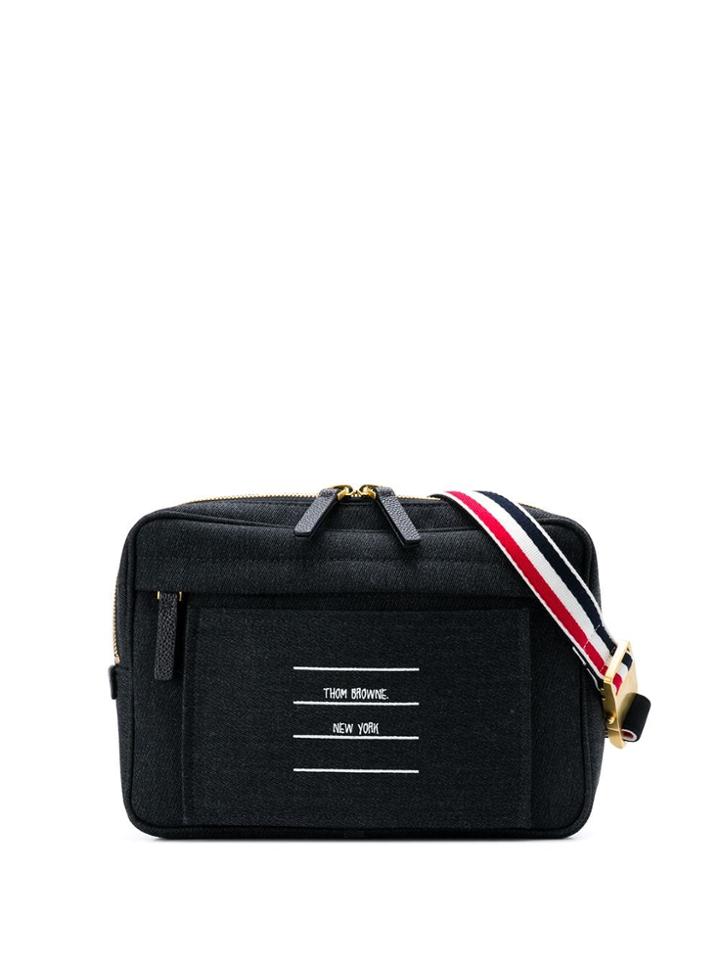 Thom Browne Shiny Paper Label Print Belt Bag - Grey