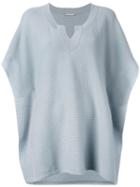 Hemisphere - Ribbed Open Neck Top - Women - Cashmere - S, Grey, Cashmere