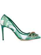 Dolce & Gabbana Embellished Banana Leaf Printed Pumps