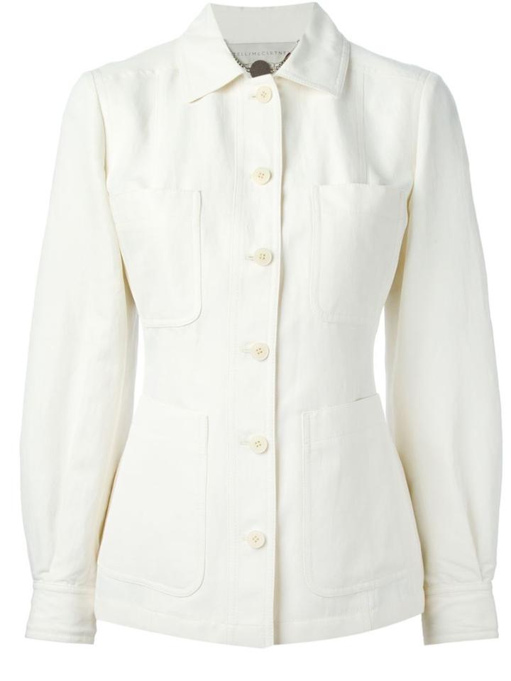 Stella Mccartney Buttoned Up Jacket, Women's, Size: 40, White, Polyamide/cotton/linen/flax