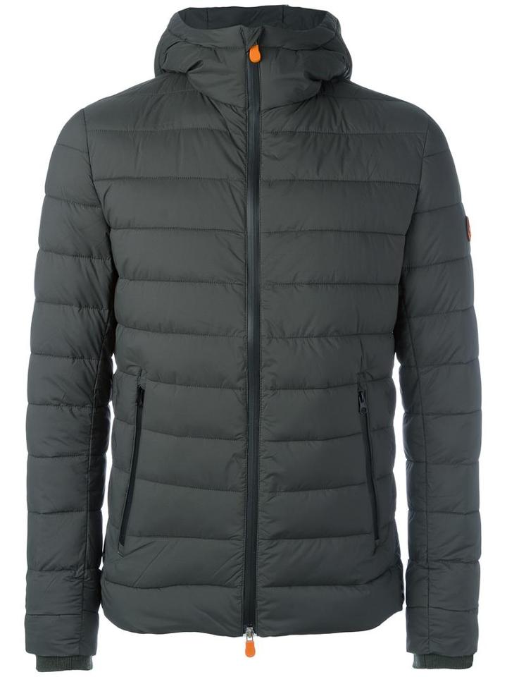 Save The Duck Hooded Padded Jacket, Men's, Size: Large, Green, Nylon/spandex/elastane