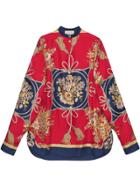 Gucci Oversize Shirt With Flowers And Tassels - Red