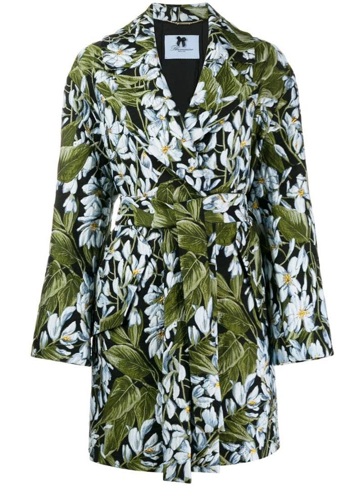 Blumarine Floral Midi Coat - Blue