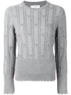 Thom Browne Flower Cable Pullover - Grey