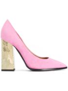 Pollini Contrast Heel Pumps - Pink & Purple