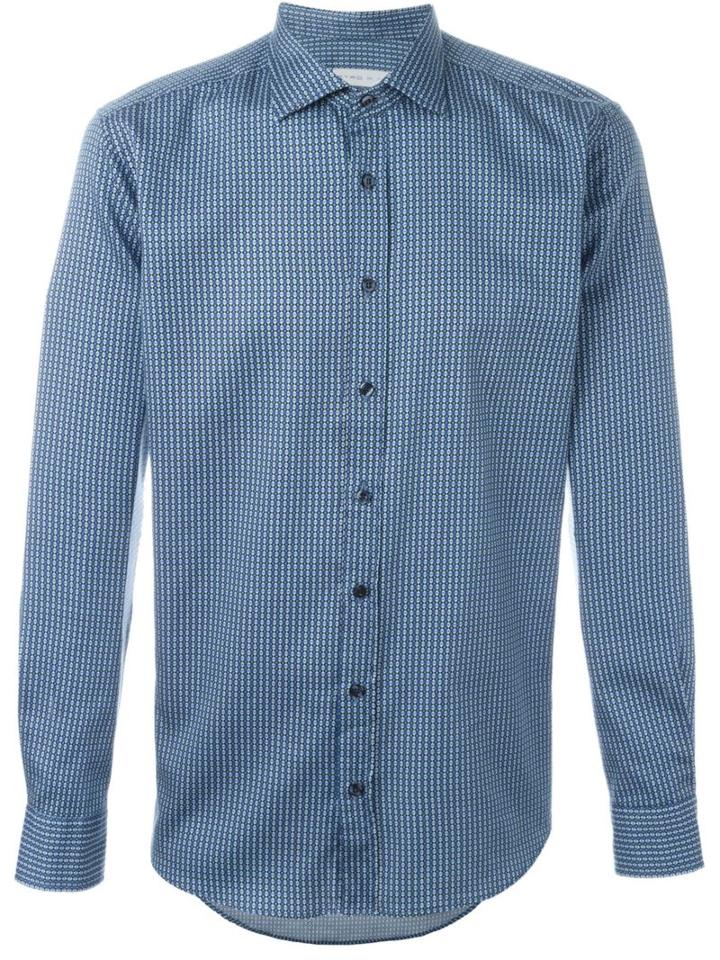 Etro Patterned Shirt, Men's, Size: Xxl, Blue, Cotton