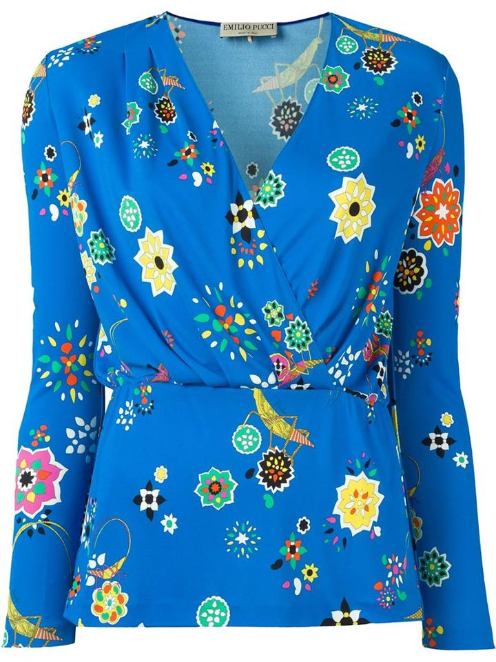 Emilio Pucci Draped Floral Print Top