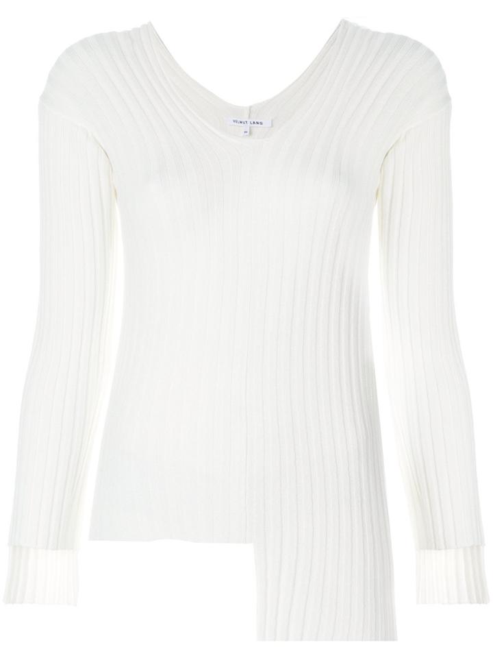Helmut Lang Asymmetric Ribbed Sweater - White