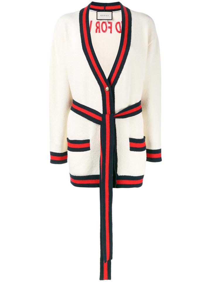Gucci Oversized Embroidered Cardigan, Women's, Size: Xs, Nude/neutrals, Cotton/polyamide/spandex/elastane