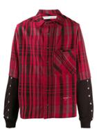 Off-white Plaid Jersey Sleeve Shirt - Red