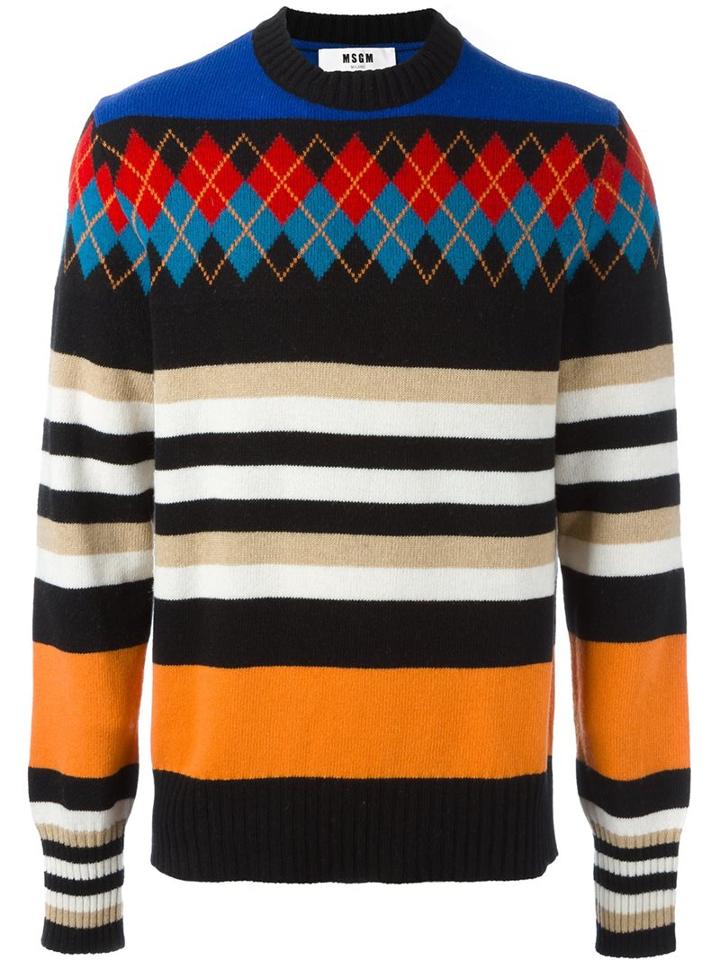 Msgm Multi Print Oversized Jumper, Men's, Size: Large, Polyamide/wool