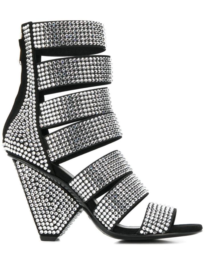Balmain Lisa Rhinestone Sandals - Black