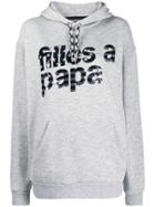 Filles A Papa Logo Print Hoodie - Grey