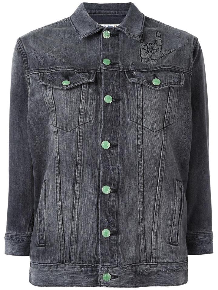 Sandrine Rose Distressed Denim Jacket, Women's, Size: Small, Grey, Cotton