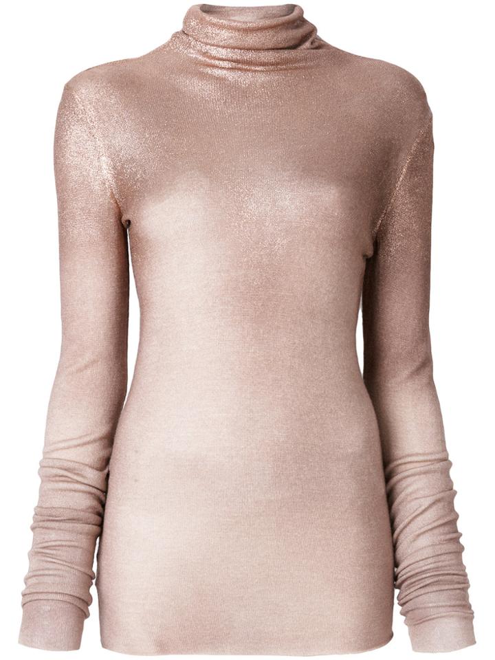 Nude Roll Neck Jumper - Pink & Purple