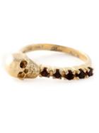 Puro Iosselliani Garnet Skull Ring, Women's, Size: 52, Metallic