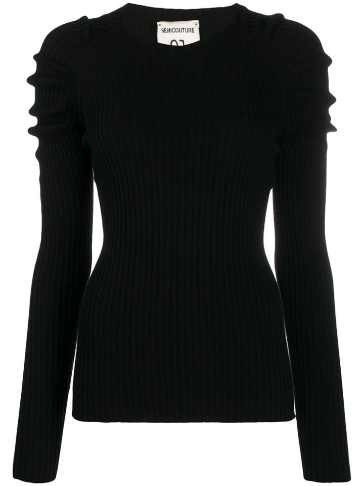 Semicouture Puff Shoulder Jumper - Black