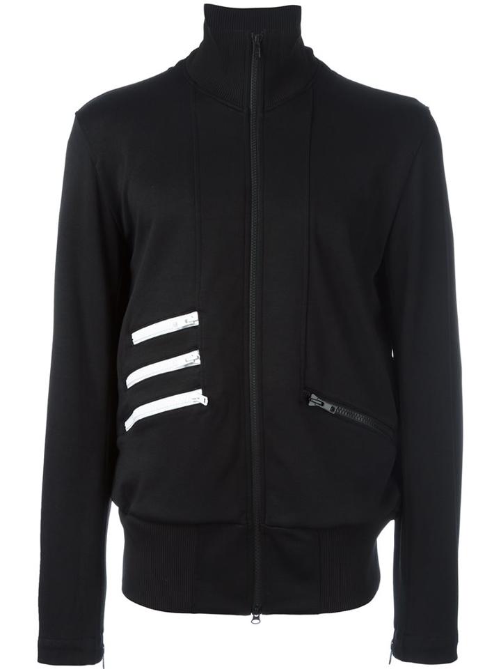 Y-3 Striped Detail Zipped Sweatshirt, Men's, Size: Large, Black, Polyester/cotton/polyamide/spandex/elastane