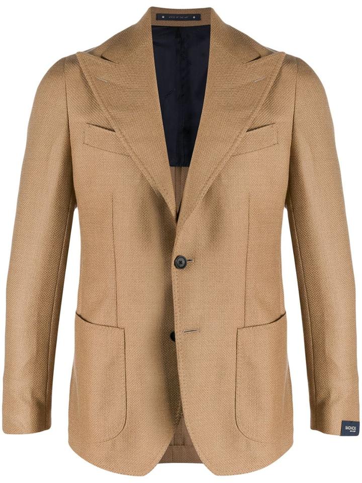 Bagnoli Sartoria Napoli Woven Single-breasted Blazer - Brown