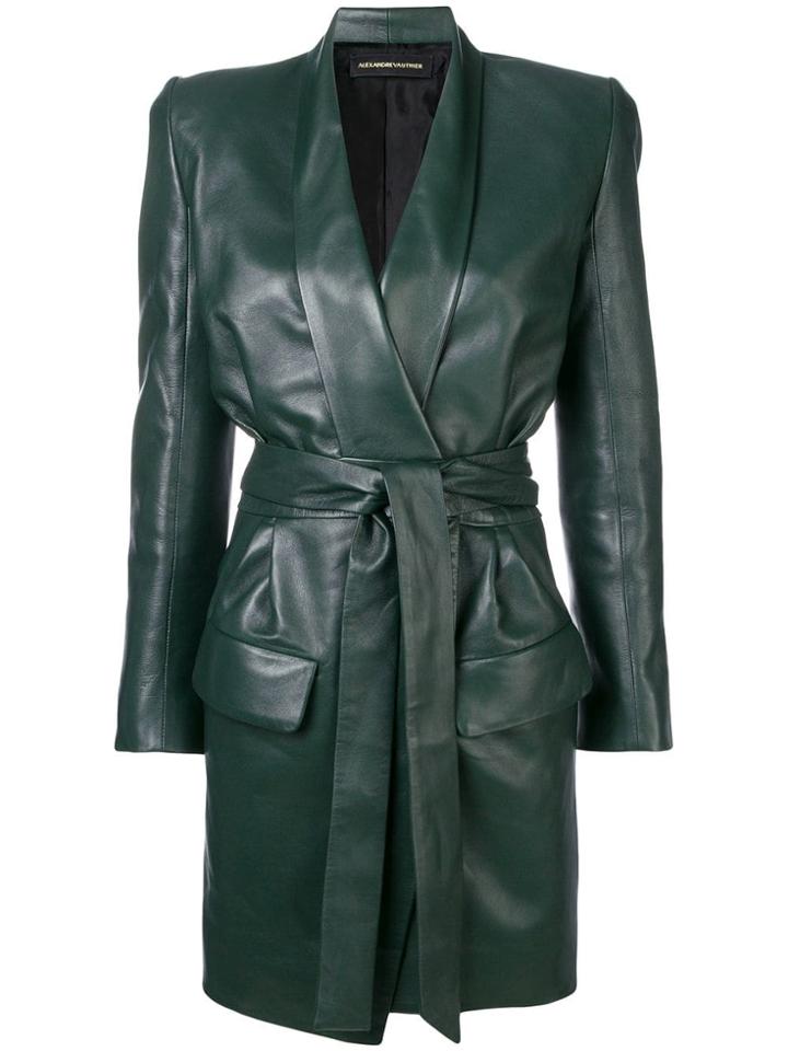 Alexandre Vauthier Wet-look Belted Dress - Green