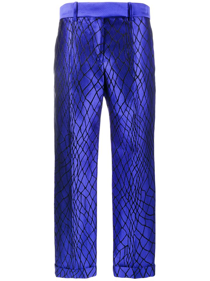Haider Ackermann Mid-rise Trousers With Net Embroidery - Blue