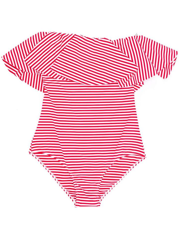 Mc2 Saint Barth Kids Lilly Striped Bathing Suit - Red