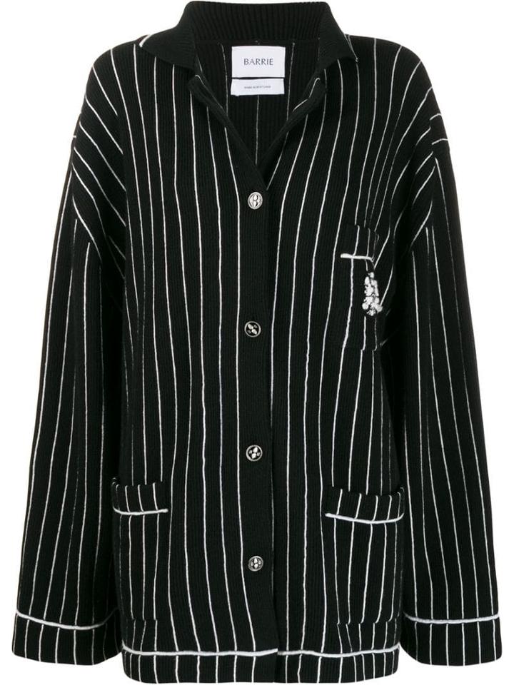 Barrie Striped Dropped-shoulder Cardigan - Black