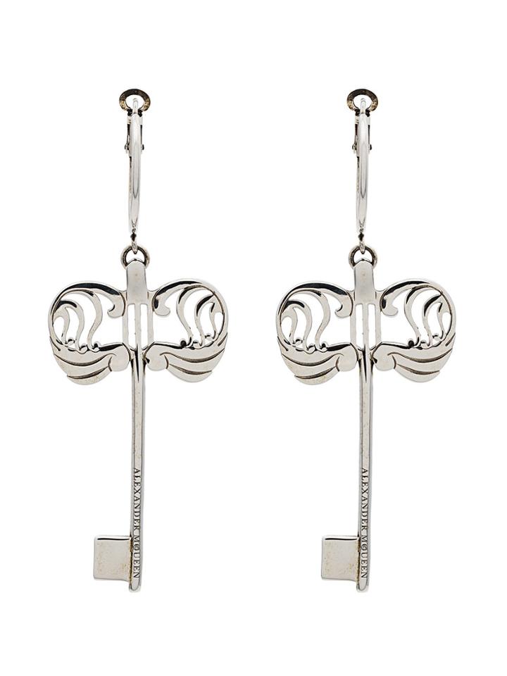 Alexander Mcqueen Metallic Key Charm Earrings