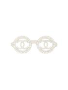 Chanel Pre-owned 2017 Rhinestone Glasses Motif Brooch - Silver