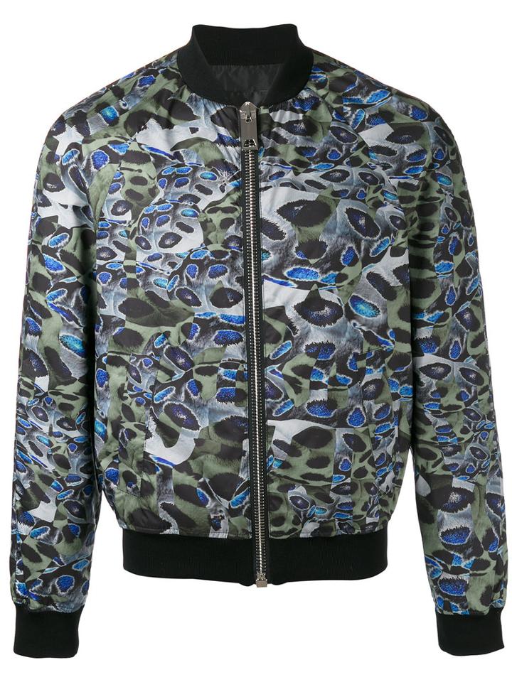 Les Hommes Printed Bomber Jacket, Men's, Size: 50, Green, Cotton/polyester/spandex/elastane