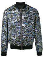 Les Hommes Printed Bomber Jacket, Men's, Size: 50, Green, Cotton/polyester/spandex/elastane