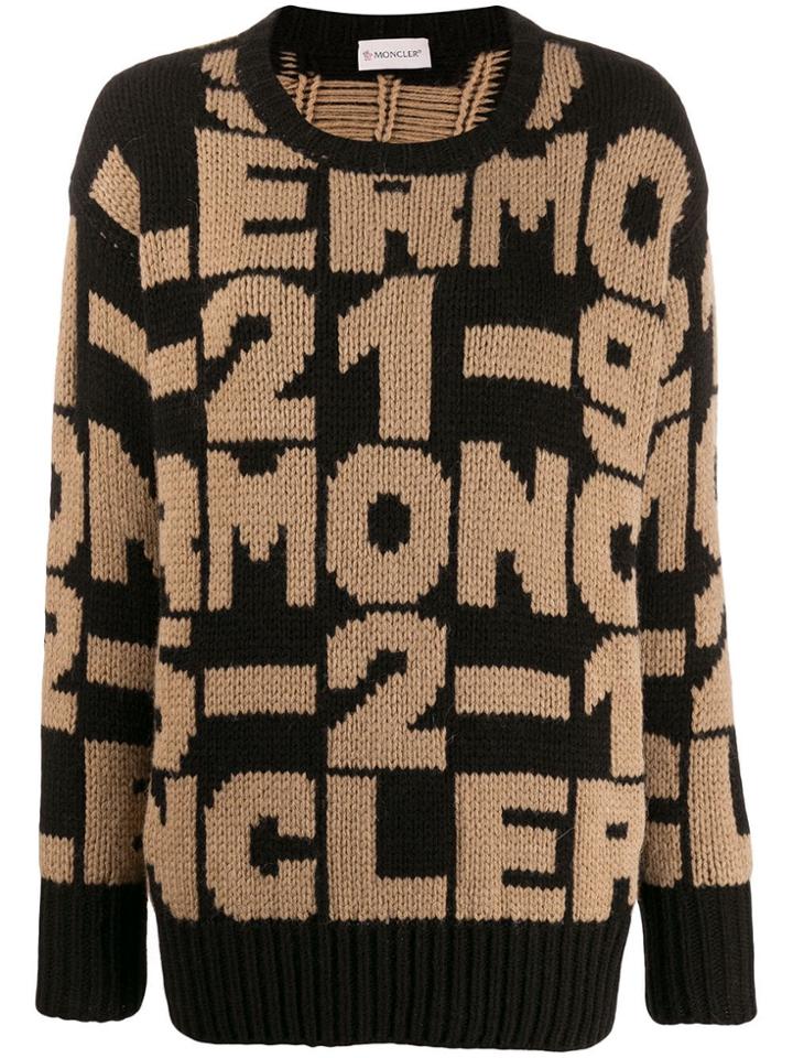 Moncler Intarsia-knit Jumper - Neutrals