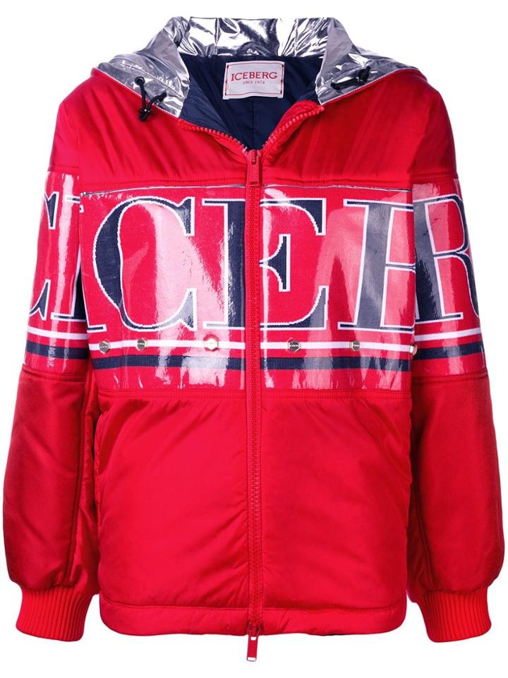 Iceberg Brand Stamped Hooded Jacket - Red