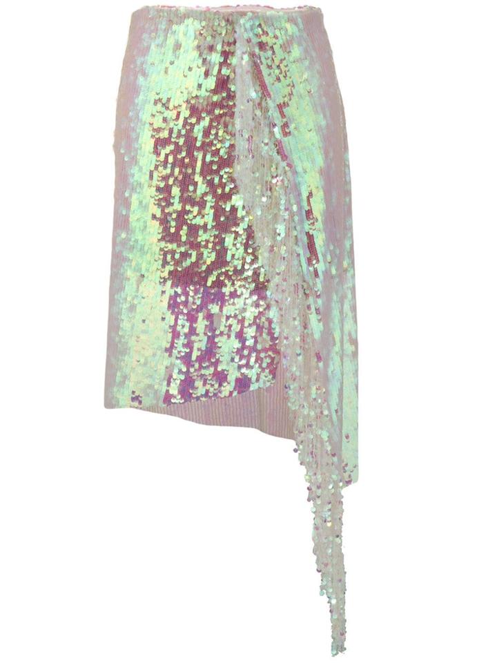 Circus Hotel Iridescent Asymmetric Skirt - White