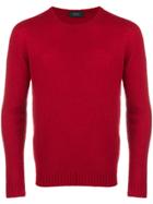 Zanone Slim Fit Knitted Jumper - Red