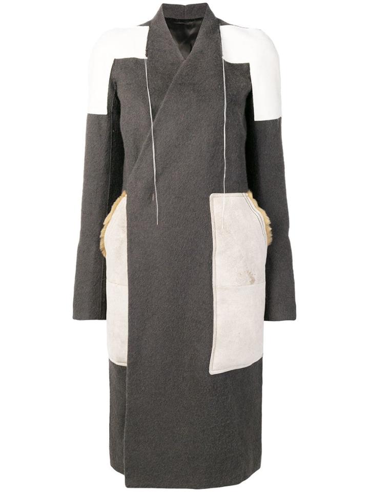 Rick Owens Patchwork Panelled Coat - Grey