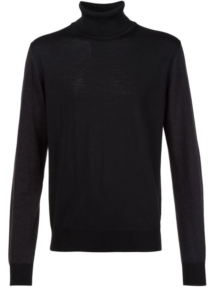 Lanvin Roll Neck Jumper, Men's, Size: Large, Black, Wool
